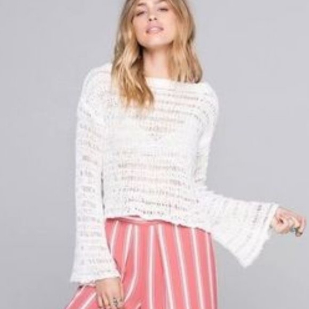 Band of gypsies ladder stitch bell sleeve sweater